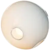 Bocci 28 ceiling light, opaque grey, features a large matte disc with a central illuminated aperture and subtly angled edges.